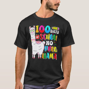 Camiseta 100 Dias De Escola Sem Problema Amante De Lhama Fe