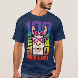 Camiseta 100 Dias De Escola Sem Problema Lama Engraçado