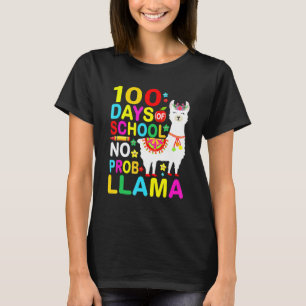 Camiseta 100 Dias de Escola Sem Problema Llama Professores