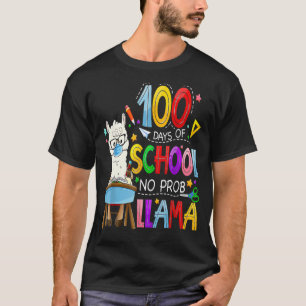 Camiseta 100 Dias De Escola Sem Problema Llama Rosto Máscar