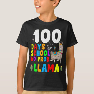 Camiseta 100 dias de escola sem problemas, Lhama engraçado