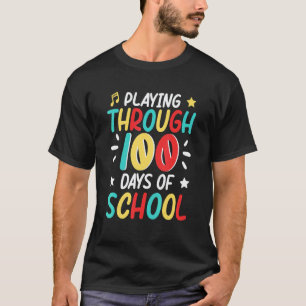 Camiseta 100 Dias De Escola Tocando Professor De Música Leg
