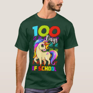 Camiseta 100 Dias De Escola Unicórnio Meninas Do Unicórnio