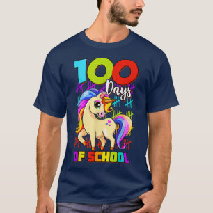 Camiseta 100 Dias De Escola Unicórnio Meninas Do Unicórnio