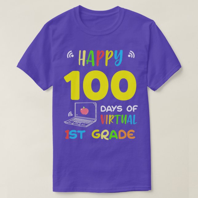 Camiseta 100 Dias De Escola Virtual 100, Classe 1rua (Frente do Design)