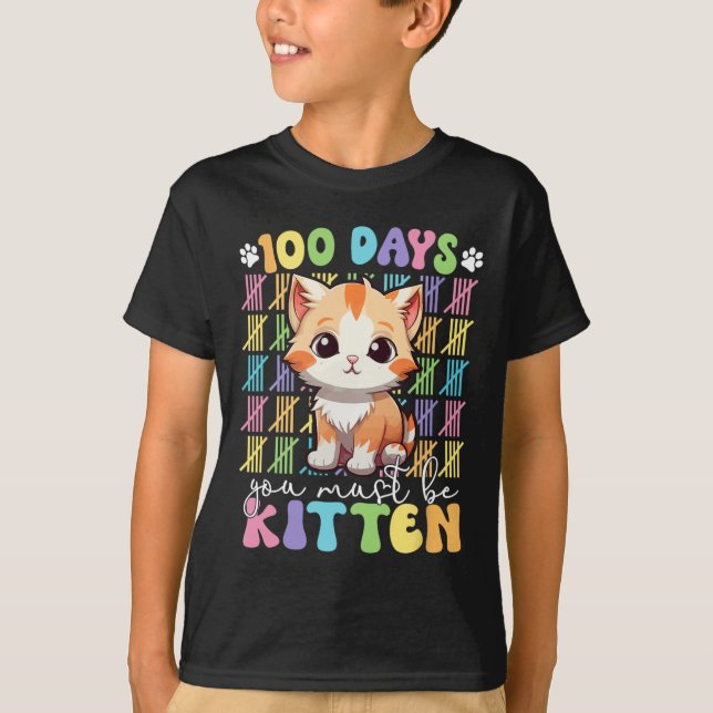 Camiseta 100 Dias De Escola Você Deve Ser Gatinho Gato 100  (Frente)
