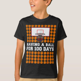Camiseta 100 Dias De Escolas Basquete Bolas Do 100º Dia Pre