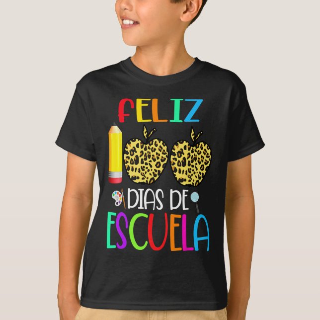 Camiseta 100 Dias De Escuela Tee Espanhol 100 Dias De Escol (Frente)