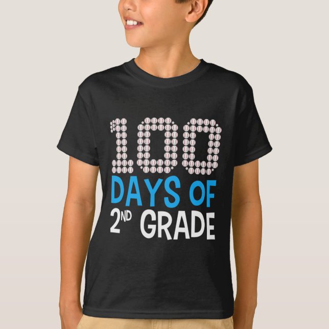 Camiseta 100 Dias De Esporte Com Basebol Da Classe segundo  (Frente)