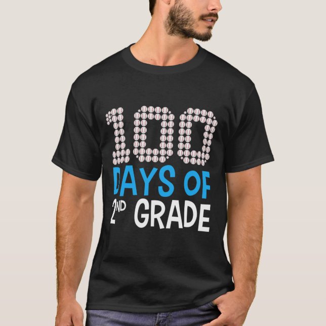 Camiseta 100 Dias De Esporte Com Basebol Da Classe segundo  (Frente)