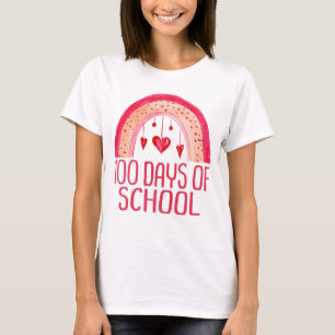 Camiseta 100 dias de estudante de Cotovelo-Arco-Íris da Esc