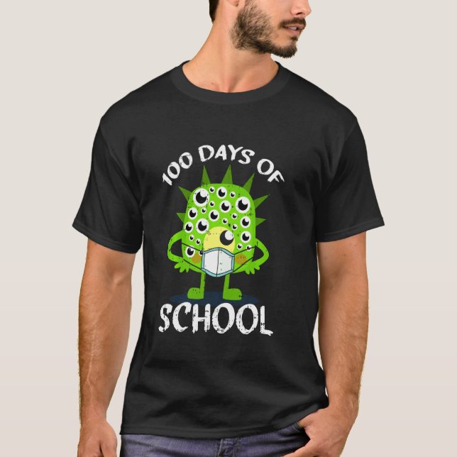 Camiseta 100 Dias De Estudante De Máscara De Monstro Quara (Frente)
