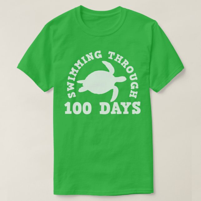 Camiseta 100 dias de Estudante de Tartaruga Marítima da Esc (Frente do Design)