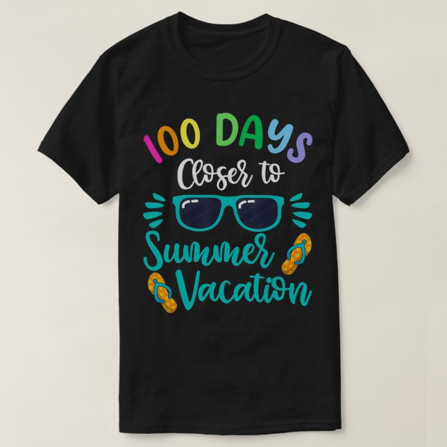 Camiseta 100 Dias De Férias De Verão Para Professores (Frente do Design)