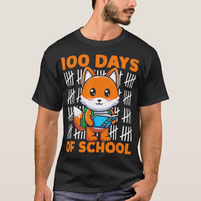 Camiseta 100 Dias De Foca Escolar Com Escola De Mochila (Frente)