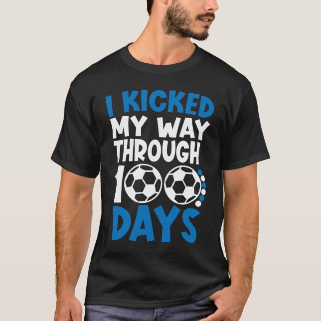 Camiseta 100 Dias de Futebol Escolar Meninos Criança 100º D (Frente)