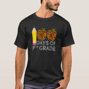 Camiseta 100 Dias De Impressão De Tigre Do 9º Grau Feliz 10