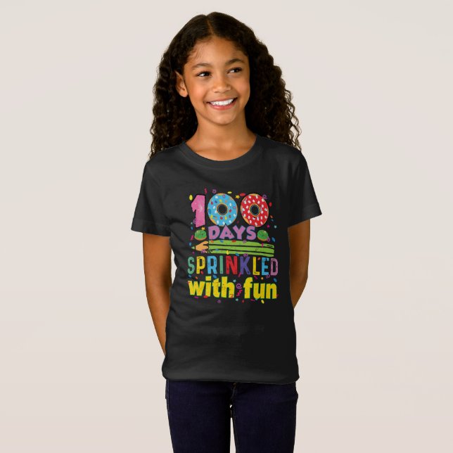 Camiseta 100 dias de jardim de infância de raparigas da esc (Frente Completa)