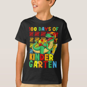 Camiseta 100 Dias De Jardim De Infância Dinossauro 100º Dia