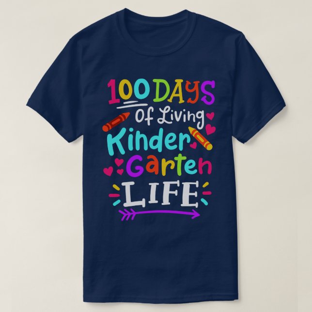 Camiseta 100 dias de jardim de infância escolar (Frente do Design)