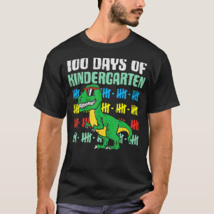 Camiseta 100 Dias De Jardim Infantil Trex Dinossaur 100 Dia
