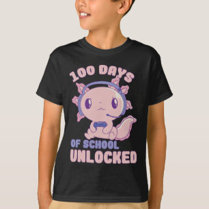 Camiseta 100 Dias De Jogador Escolar Axolotl 100º Dia Da Es