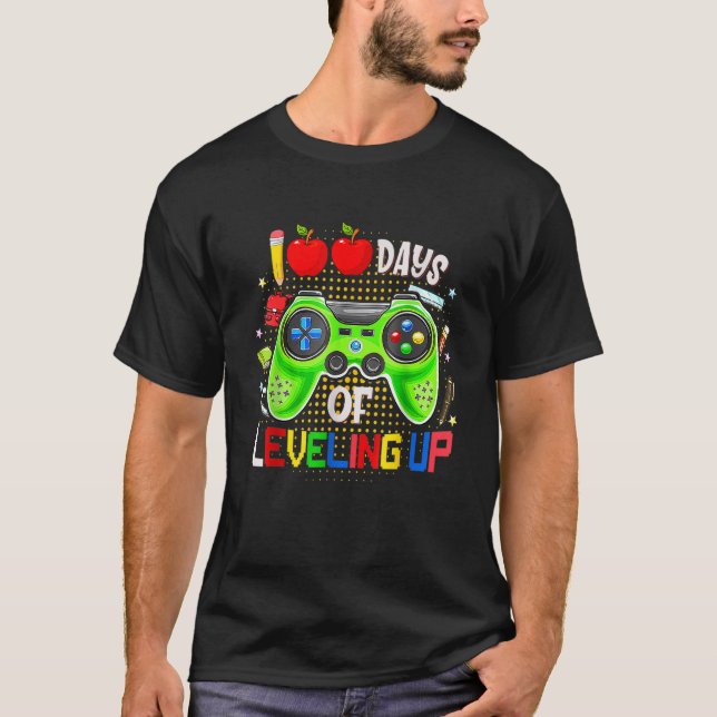 Camiseta 100 Dias De Jogo De Vídeo Escolar Nivelando 100º D (Frente)