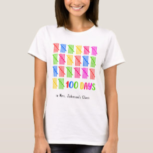 Camiseta 100 dias de marcador colorido escolar