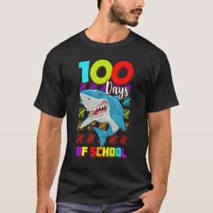 Camiseta 100 Dias De Meninas De Tubarões Escolares 100 Dias
