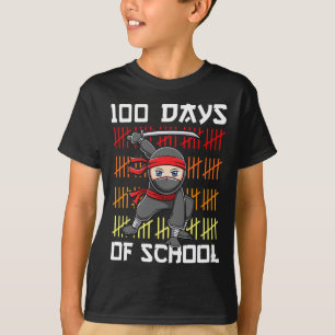 Camiseta 100 Dias De Ninja Escolar Para Crianças Arte Marci