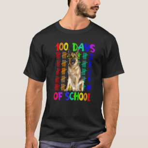 Camiseta 100 Dias De Óculos De Visto De German shepherd Esc