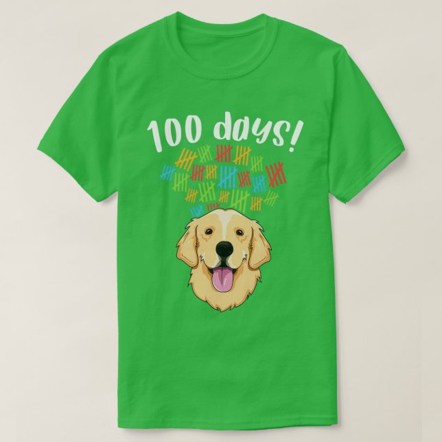 Camiseta 100 dias de Ouro de Cachorro Menino de Costume na  (Frente do Design)