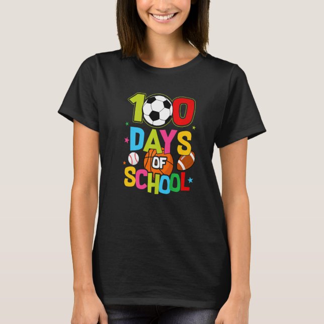 Camiseta 100 Dias De Pé De Futebol De Baseball Escolar (Frente)
