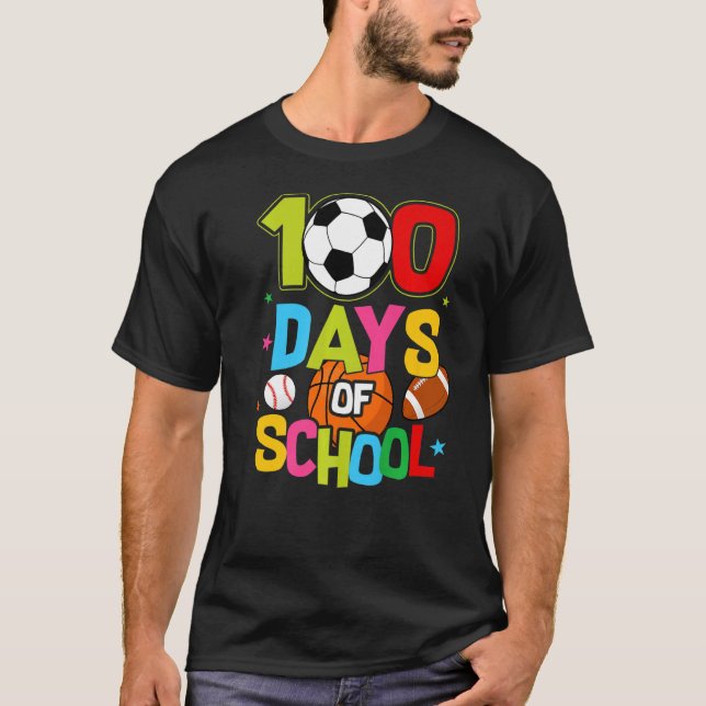 Camiseta 100 Dias De Pé De Futebol De Baseball Escolar (Frente)