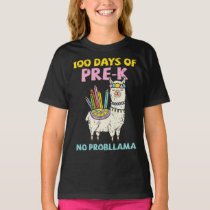 Camiseta 100 Dias De Pré-K Sem Prob-Lama 100º Dia Da Escola