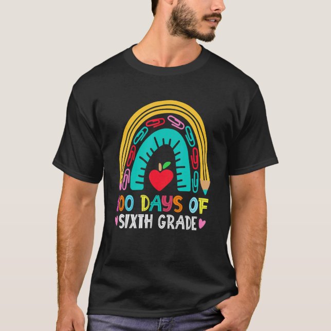Camiseta 100 Dias De Professor(a) Da Sexta Série Mais Intel (Frente)