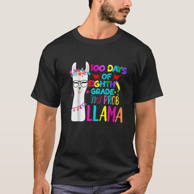 Camiseta 100 Dias De Professor Da 8ª Série Sem Prob Llama G (Frente)