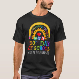 Camiseta 100 Dias De Professora 100.º Dia Da Escola Onde Ad