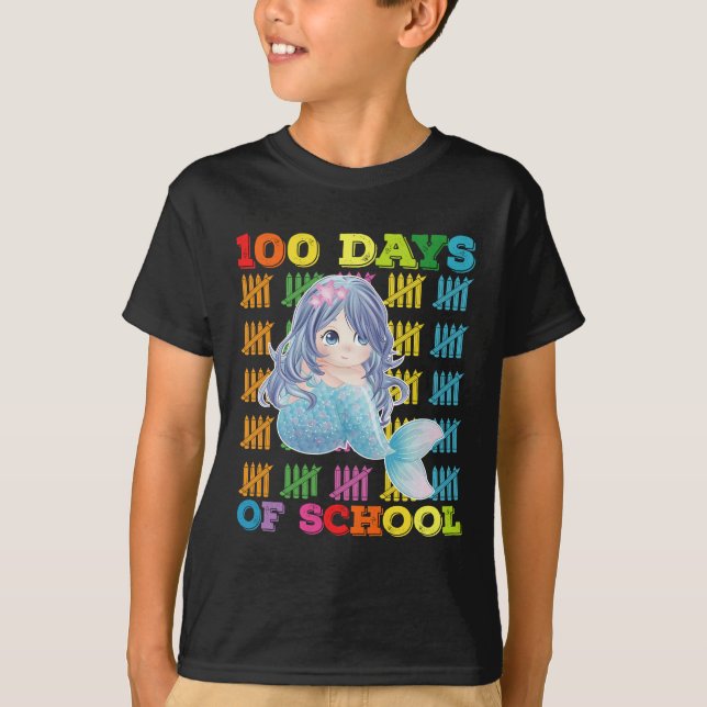Camiseta 100 Dias De Professora De Sereia Escolar (Frente)