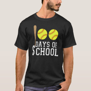 Camiseta 100 Dias De Professora De Softball Escolar Ou Estu