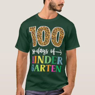 Camiseta 100 dias de Professora do Jardim de Infância Leopa