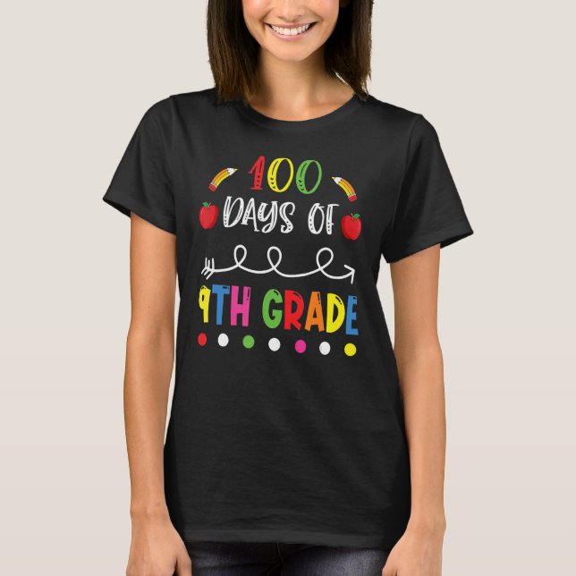 Camiseta 100 dias de Professora do Nono Grau 100 Dia da Esc (Frente)