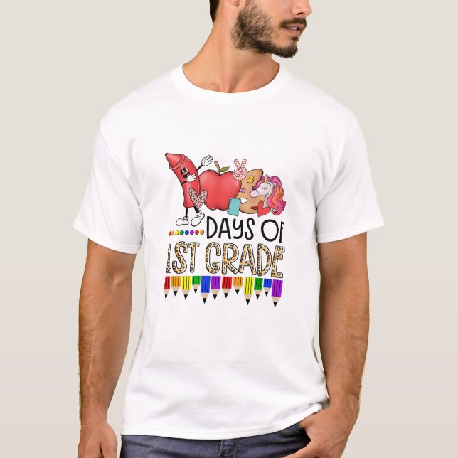 Camiseta 100 Dias de Professora do Primeiro Ano (Frente)