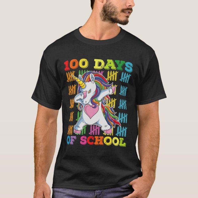Camiseta 100 Dias De Professora Do Unicórnio Escolar (Frente)
