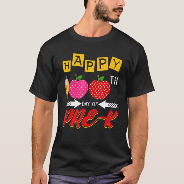 Camiseta 100 Dias De Professora Escolar 100.º Dia De Pré-K (Frente)