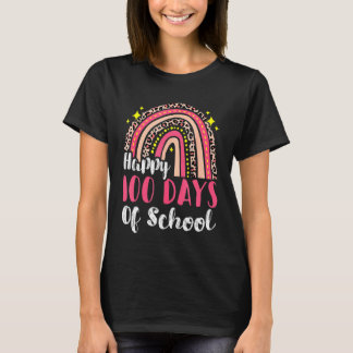 Camiseta 100 Dias De Professora Leopard Rainbow 100º D