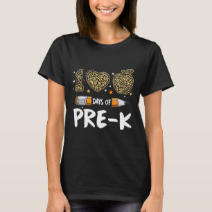 Camiseta 100 Dias De Professora Pré-K Aluno Leopard Feliz 1