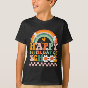 Camiseta 100 Dias De Professores Crianças Retro Groovy 100º