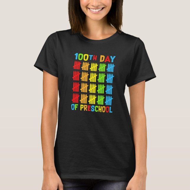 Camiseta 100 dias de professores da pré-escola Feliz 100 di (Frente)