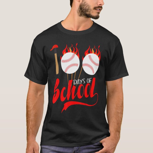 Camiseta 100 dias de Professores de Basebol Escolar 100 dia (Frente)
